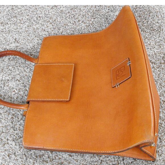 Bridas Cognac Leather Top Handle Satchel Bag Pre-Owned Classic - Picture 4 of 14